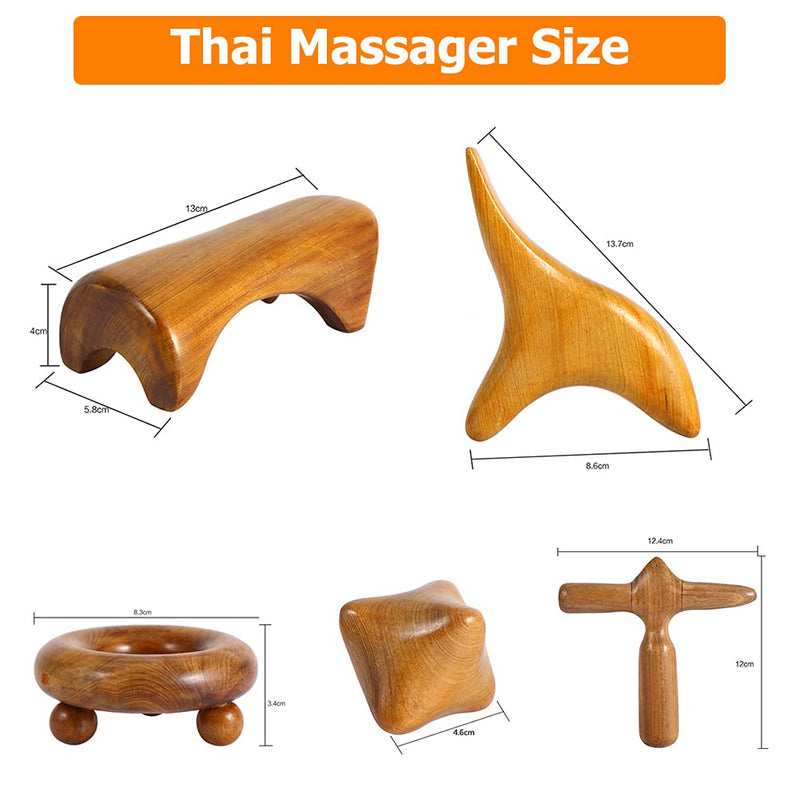 Traditional Thai Massage Wooden Stick Tool 5 Styles Vietnam Fragrant Wood Body Foot Thai Body Massager(1) - BeesActive Australia