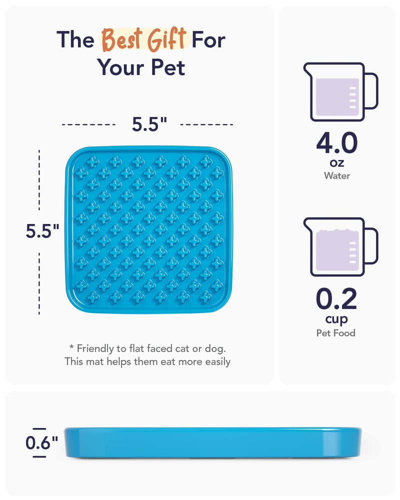LE TAUCI PET Lick Mat for Wet Food and Dry Food Blue, 1.5 Cups Blue Ceramic Slow Feeder Bowl for Cat and Dog, Puzzle Feeder, IQ Pet Treat Mat, Slow Bowl, Puppy Bowl - BeesActive Australia