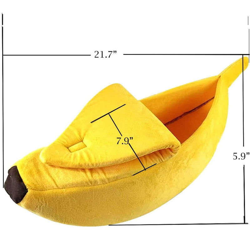 SEIS Winter Cat Banana Bed Dog House Warm Boat Pet Sleep Nest Cotton Cushion Coral Fleece Dog Pad Cat Mat Medium - BeesActive Australia