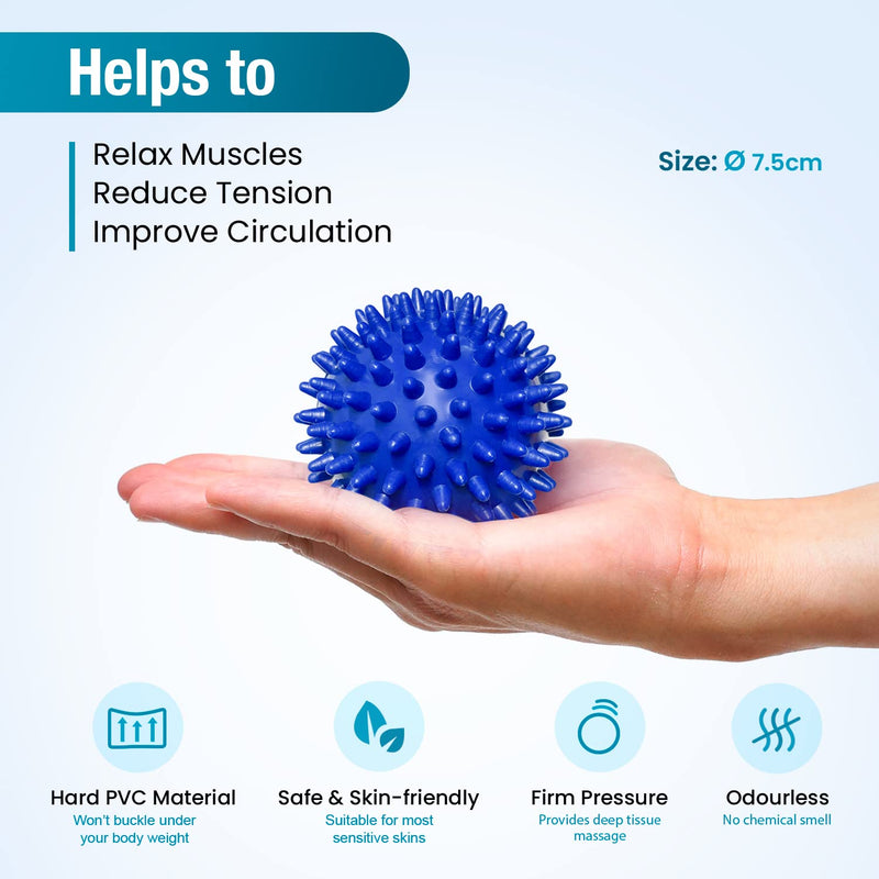 Beenax Foot Massage Roller and Hard Spiky Ball Set - Perfect for Plantar Fasciitis Recovery, Wrists and Forearms Exercise, Arm Pain, Trigger Point - Designed to Relieve Stress and Relax Tight Muscles Blue - BeesActive Australia
