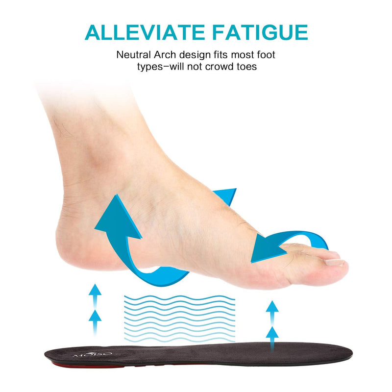 MOISO GEL Sports Work Comfort Trimmable Insoles for Shock Absorption, Inserts for Running Shoes Work Boots Trainers, Relieve Foot Pain for Men & Women, Black, UK-L: 8-12 9-11.5 UK Women / 8.5-12 UK Men - BeesActive Australia
