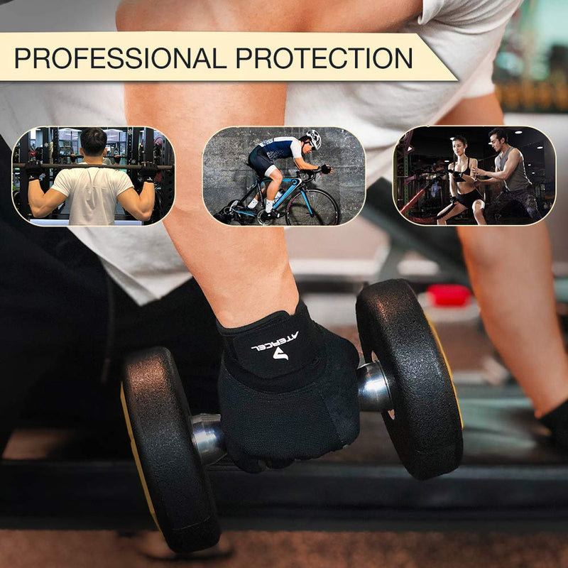 ATERCEL Workout Gloves for Men and Women, Exercise Gloves for Weight Lifting, Cycling, Gym, Training, Breathable and Snug fit Black Medium - BeesActive Australia
