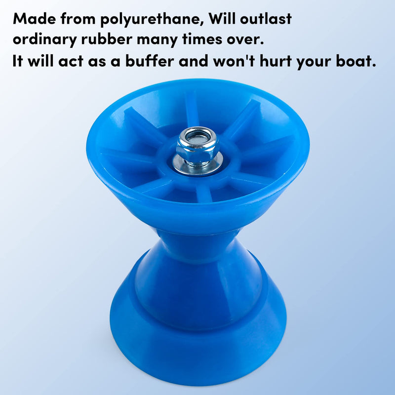VEITHI Boat Trailer Roller 3inch/4 inch (2 Size), 3-Piece Polyurethane Bow Roller with 1/2" Shaft and with End Bells, Boat Trailer Bow Roller,for Stopping Boat Trailer- (2 Color) 3" Blue - BeesActive Australia
