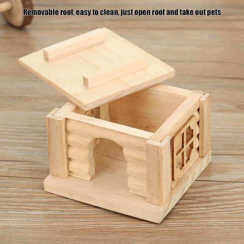Pet Hamster House, 100% Natural Wood Odorless Home Openwork Lace Window DIY Hideout Hut Play Nest Toy Viewing Room Natural Living for Small Squirrels Gerbils Hamsters Golden Bears - BeesActive Australia
