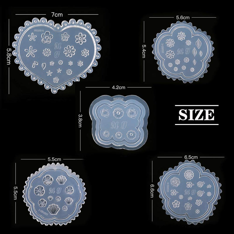 5 Pcs Flowers 3D Silicone Mold Nails Art Carving Mold for DIY Nail Art Decorations Supplies Nail Art Templates Maincure Tool - BeesActive Australia