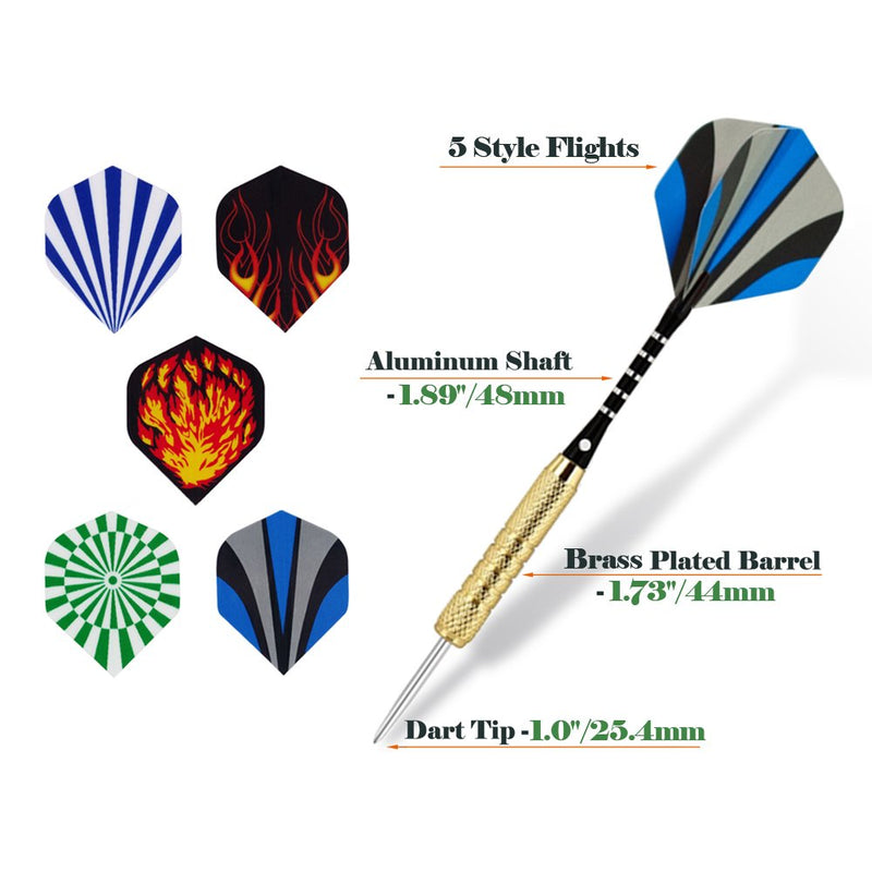 [AUSTRALIA] - Wolftop Steel Tip Darts 18 Grams | 23 Grams - Premium Darts Set with Aluminum Shafts and Standard Flights + Rubber O'Rings + Dart Sharpener 