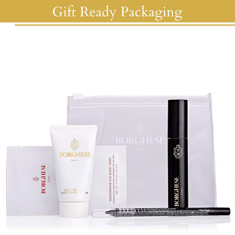 Borghese Eye Makeup Kit - 4 Piece Set - Includes Mascara, Eye Liner, Eye Sheet Mask & Makeup Remover - BeesActive Australia