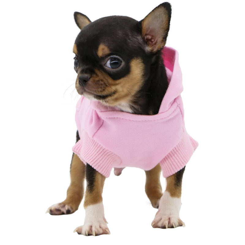 LOPHIPETS Dog Cotton Hoodies Sweatshirts for Puppy Small Dogs Chihuahua XX-Small (0.5-1.2 lbs) Pink - BeesActive Australia