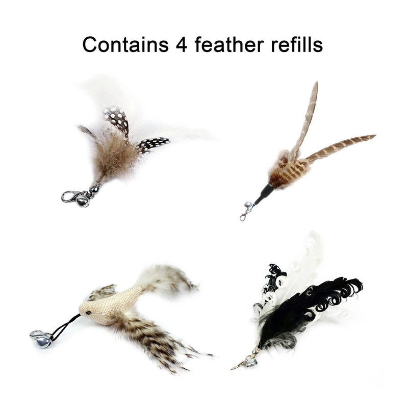 TTCAT Cat Wand Toys,Flexible Steel Wire and Cat Feather Toys Cat Teaser Toy Refills, Interactive Cat Toy Wand Kitten Toys for Indoor Cats to Play Chase Exercise Classic Feather Toys（4 refills） - BeesActive Australia