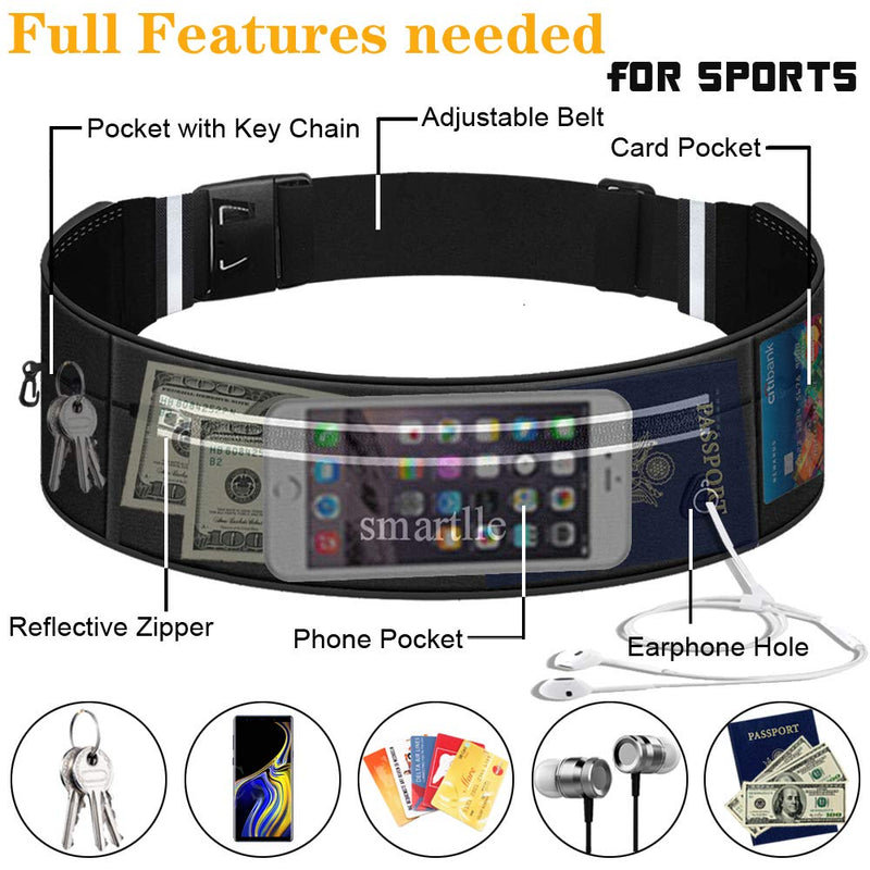 [AUSTRALIA] - Smartlle Running Belt, Fanny Pack, Adjustable Waist Bag Pouch for iPhone 11/11 Pro/11 Pro Max/XR/XS Max/XS/X/8 7 6S Plus, Samsung Galaxy S/Note/A, Moto, all mobiles up to 6.7'' for Men and Women 