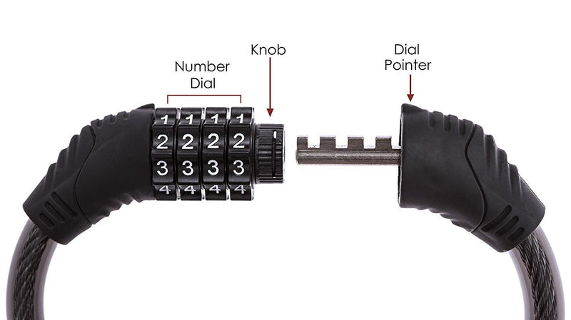 Sanwo Security Bike Lock 4 Digit Resettable Combination Cable Lock for Bicycle, 2 Feet x 1/2 Inch - BeesActive Australia