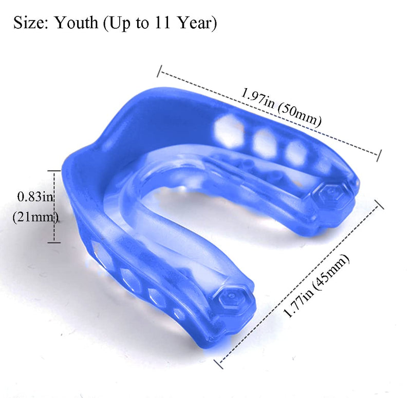 Sports Mouth Guard for Kids and Youth,Boys Girls Mouthguard with Case (BPA Free) for Boxing,Basketball,Lacrosse,Football,MMA,Martial Arts,Hockey and All Contact Sports,2 Pack (Youth (Up to 11 Year)) Youth (Up to 11 Year) - BeesActive Australia