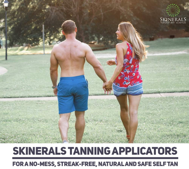 Skinerals Padded Microfiber Applicator Self Tanning Mitt Set with Exfoliator Glove and Face Mitt for Sunless Tanner and Lotion - BeesActive Australia