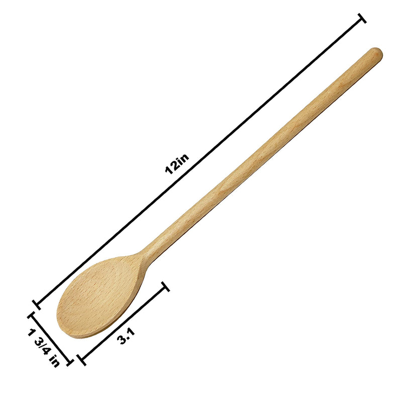 BICB Oval Wooden Spoons for Cooking, Pack of 6 (12-Inch Long) Solid Natural Beechwood Cookware for Stirring, Mixing, Tasting, Serving Food, Craft, Sturdy, Durable, Extra-Strength - BeesActive Australia