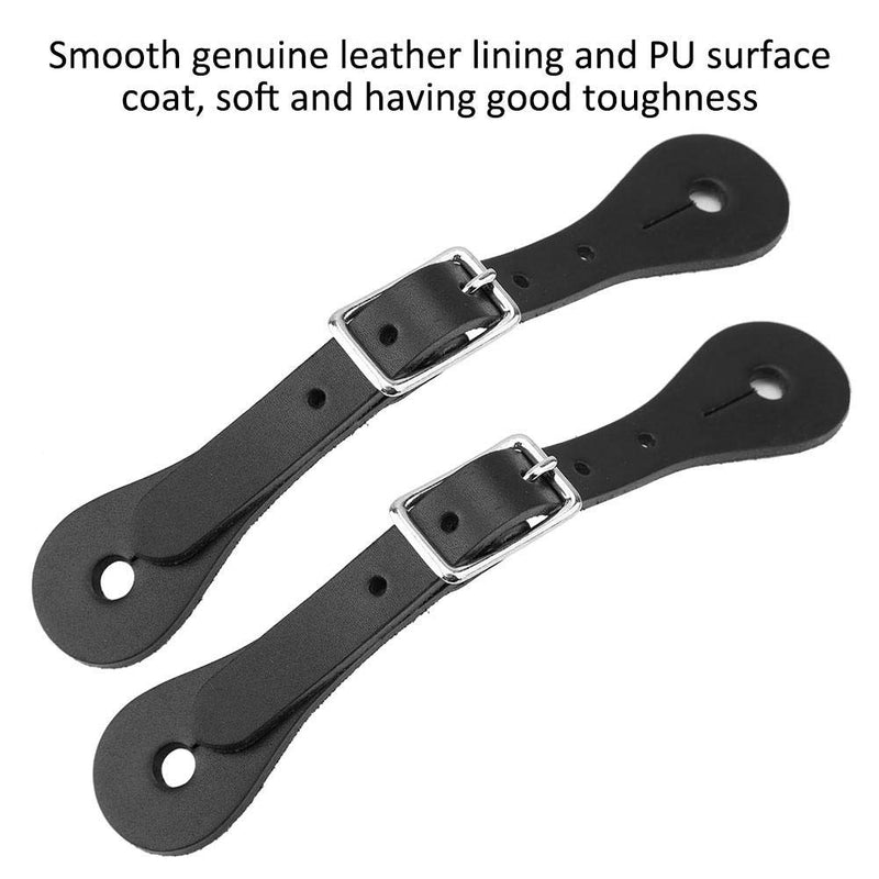 [AUSTRALIA] - HEEPDD 1 Pair Spur Straps, Adult Western-Style Spurs Leather Belt Handmade Genuine Leather Horse Riding Accessories Black 