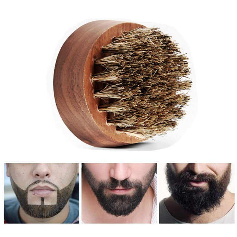 JZK Stiff boar bristles beard brush with walnut wood base, beard grooming and tame brush, with metal storage tin - BeesActive Australia