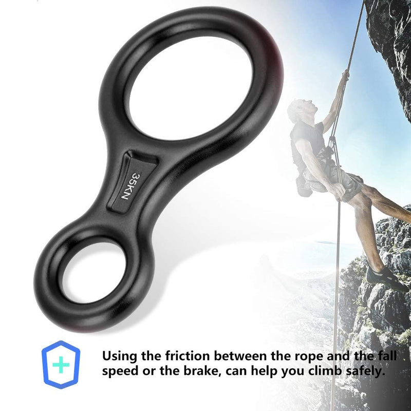 SolUptanisu Climbing,Climbing Rappel 8 Ring, 35KN Figure 8 Aluminum Descender Rappel Ring Rock Climbing Rescue Gear for Rappelling Belaying Climbing (Black) - BeesActive Australia