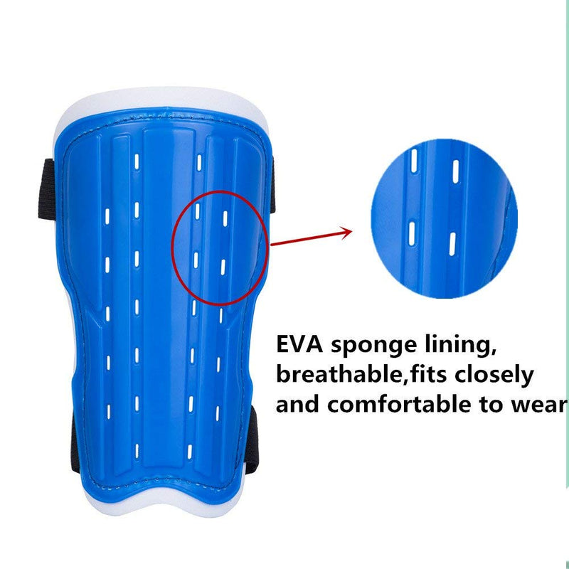 Soccer Shin Pad Over Knee Soccer Socks 2 Pairs Kids Leg Carf Protective Shin Pads Adjustable Perforated Breathable Guard Board and Impact Resistant Youth Kids Soccer Guards Socks Blue - BeesActive Australia