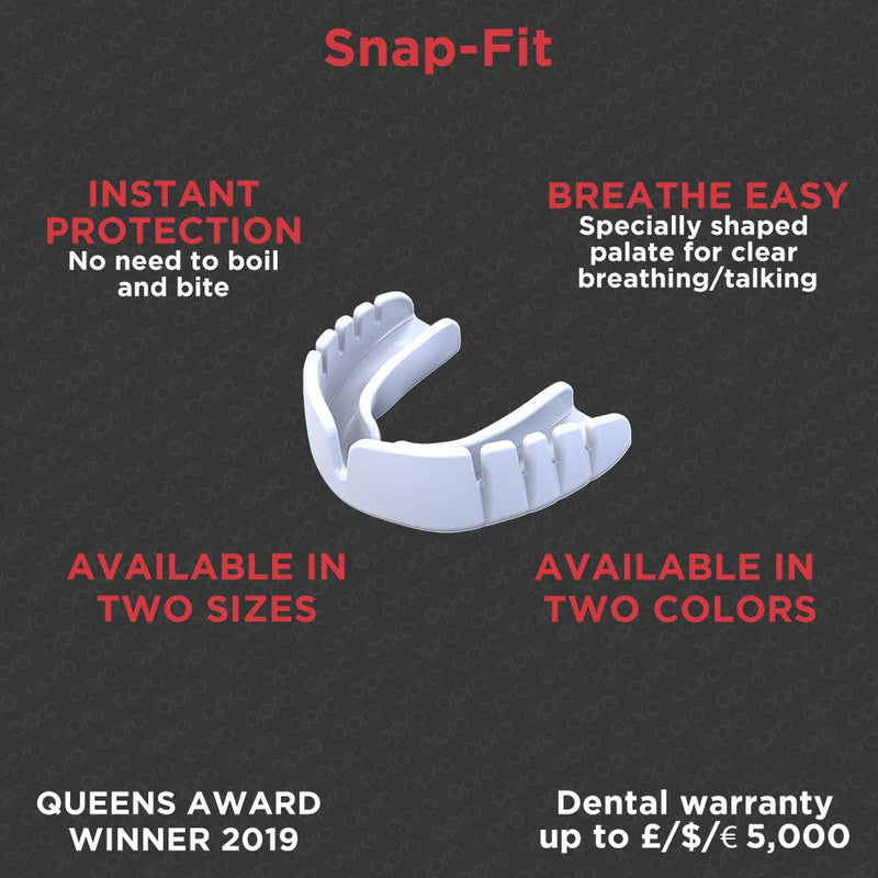 OPRO Snap-Fit Mouthguard | Gum Shield for Hockey, Rugby, and Other Contact Sports - No Boiling or Fitting Required -18 Month Dental Warranty (UFC - White, Adult) - BeesActive Australia