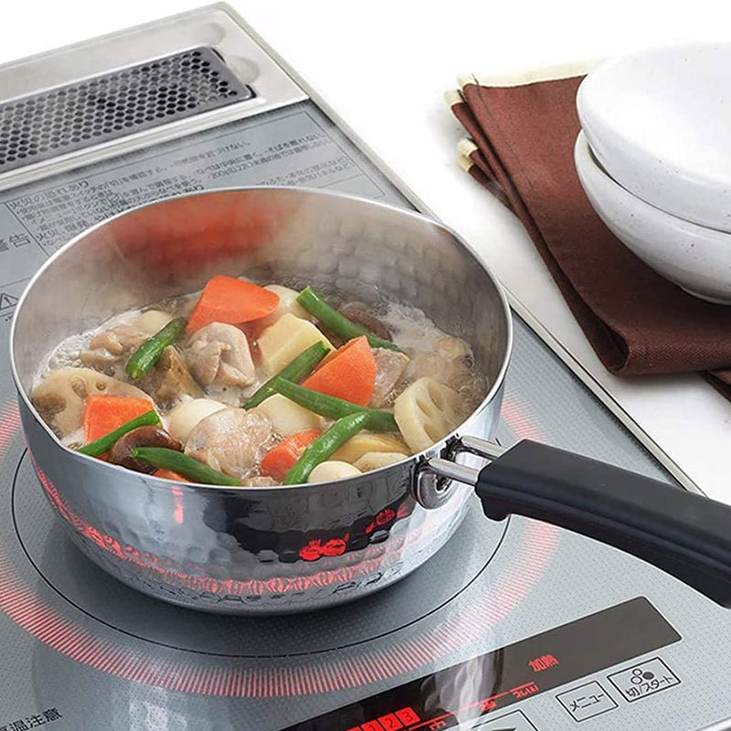 TIKUSAN Yukihira Pan Traditional Japanese Saucepan Stainless Steel Made in Japan with Two Sided Pour Spouts (7.1inch(18cm)) 7.1inch(18cm) - BeesActive Australia