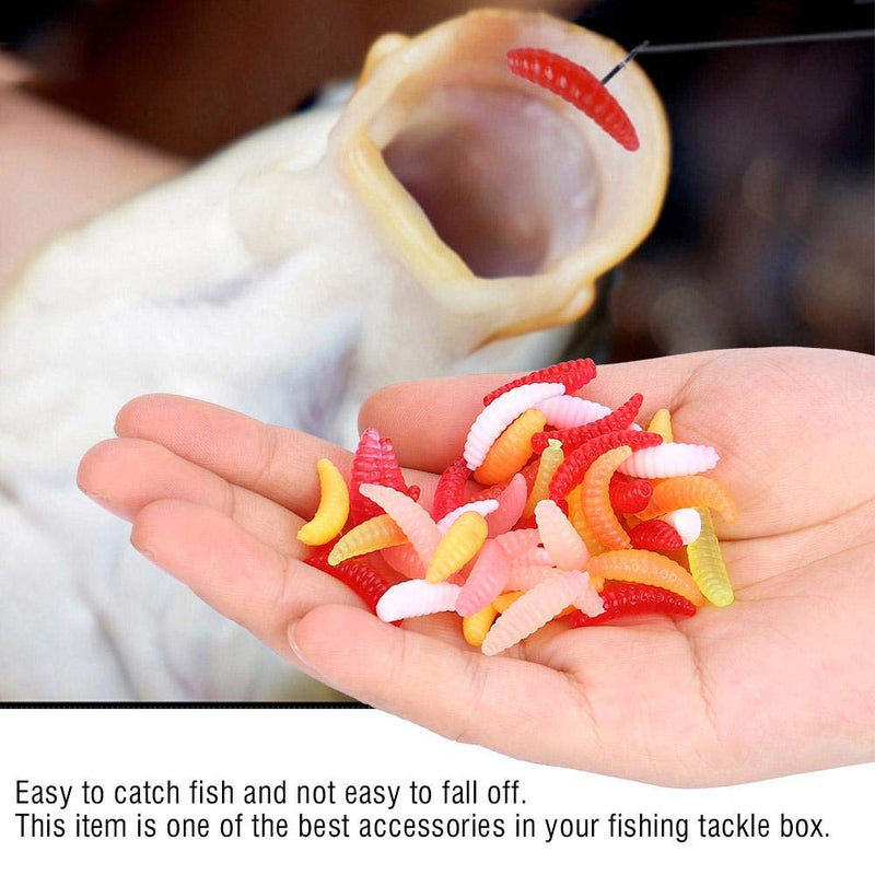 Alomejor Fishing Lure Bait Mini Size Worm Larva Grub Shape Fishing Lures Artificial Baits Maggots Worms Fish Tackle Toy 100pcs/set - BeesActive Australia