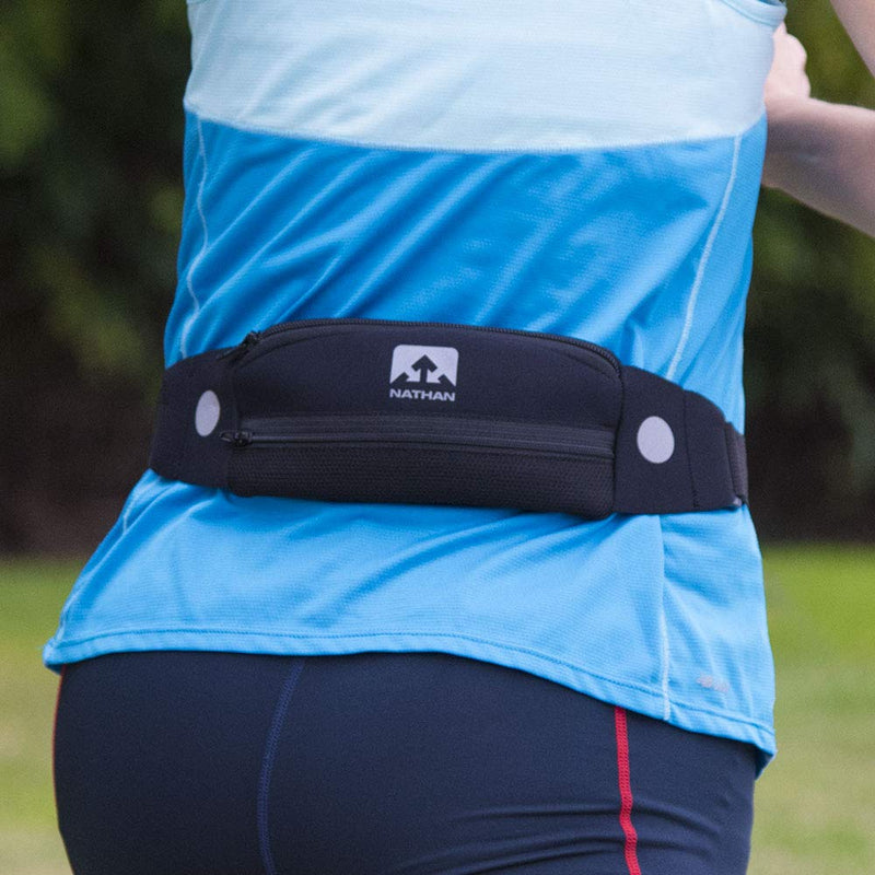 [AUSTRALIA] - NATHAN Running Belt Waist Pack 5K with Reflective Detail, Zippers and Adjustable Pouch Strap - Runners Fanny Pack - Bounce Free Pouch, Ultra-Lightweight Neoprene - Fits all Phones (iPhone, Android, Windows) - For Men and Women - Running, Biking, Hiking... 