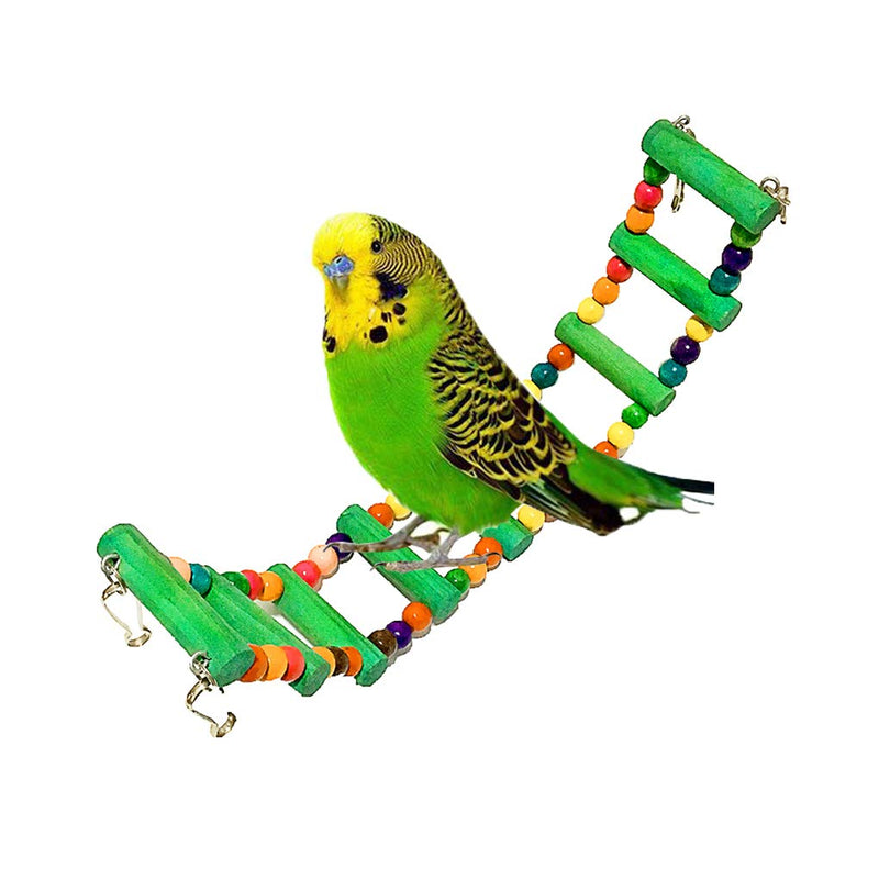 5 Pcs Bird Perches Cage Toys Hanging Bell Swing Chewing Toys Wooden Ladder Hammock for Small and Medium Parrot Birds, Cockatiels, Conures, Macaws, Finches - BeesActive Australia