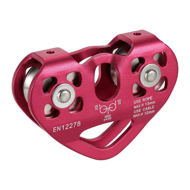 Lixada Climbing Pulley Zip Line Pulley 20kN Bearing Mobile Pulley with 25kN Screw Locking Carainber for Rigging Climbing Burgundy - BeesActive Australia