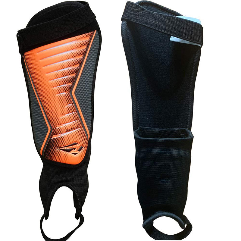 Rawxy Football Soccer Shin Guard with Ankle Protection Exceptional Flexible Soft Light Weight - for Adult Junior Youth Boys Girls Neo Orange Large - BeesActive Australia