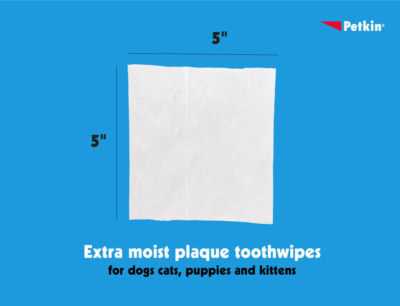 Petkin Plaque Toothwipes, Fresh Mint Wipes - Natural Formula Cleans Teeth, Gums & Freshens Breath - Convenient, & Easy to Use Oral Care Dental Pet Wipes for Dogs, Cats, Puppies & Kittens 2 Pack - 80 Wipes - BeesActive Australia