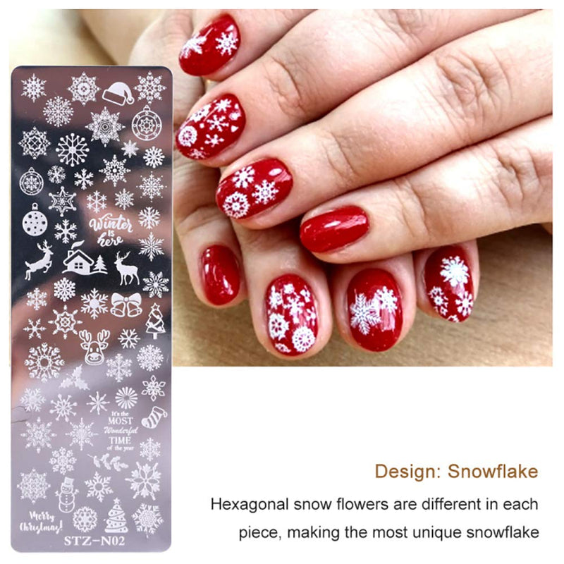 WOKOTO 6Pcs Nail Polish Stamping Plates Kit Flower Butterfly Rose Snowflake Image Templates Stamping Manicure DIY Tools - BeesActive Australia