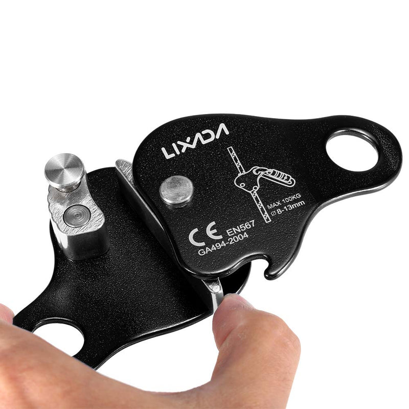 Lixada Rock Climbing Ascender Ultralight Fall Arrest Protection Belay Device Self-Locking 8-13MM Rope Grip Clamp for Outdoor Climbing and Rescue Black - BeesActive Australia