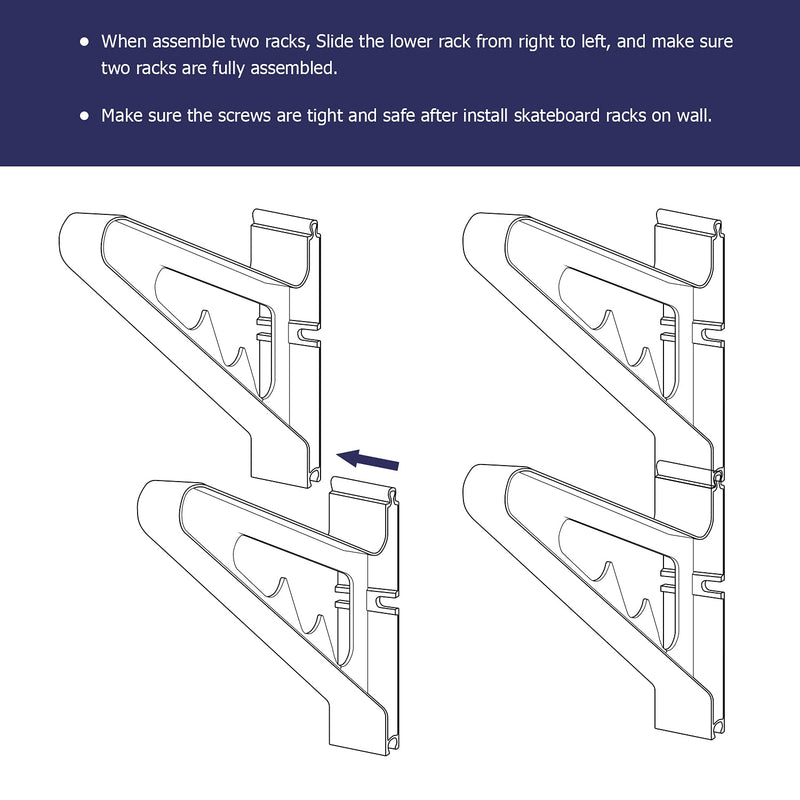 MIND&ACTION Skateboard Wall Mount Rack Board Display Wall Holder,Adjustable Storage Layers Space Saving Design,Versatile Wall Rack for Longboards Scooters Snowboards Skis 1 Board - BeesActive Australia