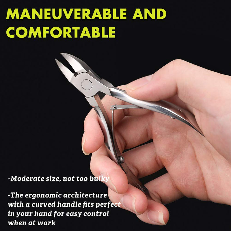 BEZOX Toenail Clippers for Thick Nails, Long Handle Nail Clipper for Men - Stainless Steel Toenail Cutter - W/Storage Case (Silver) Silver - BeesActive Australia