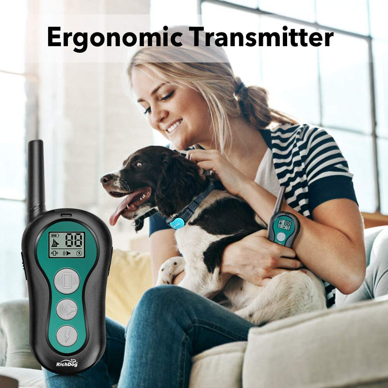 RICHDOG Dog Training Collar - Waterproof Dog Shock Collar with Remote Range Up to 1000ft, 1~99 Levels Beep, Vibration, Shock Modes, Rechargeable Dog Collar for Large Medium Small Dogs, Safe Large Dogs - BeesActive Australia