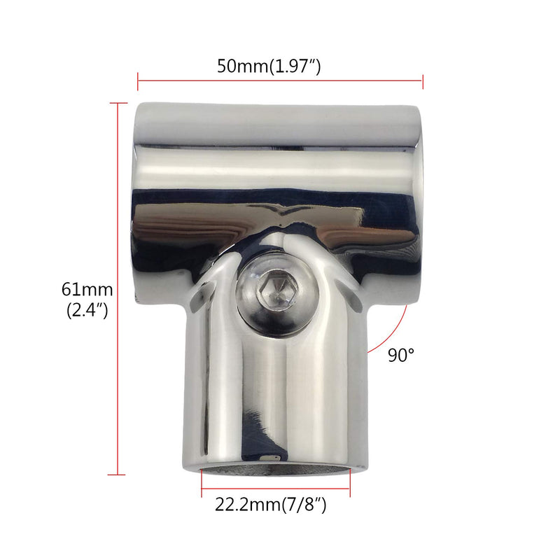 [AUSTRALIA] - NRC&XRC Heavy Duty 316 SS Polished Boat Hand Rail Fitting- 90 Degree T/Tee Hinged/Split for 7/8" OR 1 INCHTube 7/8" 