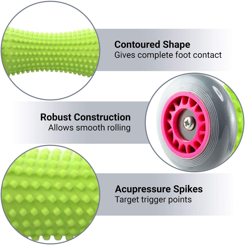 ROMIX Foot Massage Roller, Deep Tissue Trigger Point Muscle Roller Stick to Relieve Pain and Stress Plantar Fasciitis Recovery Therapy Tool Foot Massager for Tight Muscles, Feet, Hands, Arms, Legs Lime - BeesActive Australia