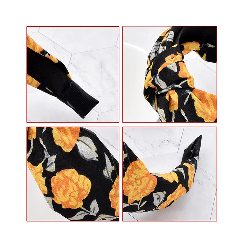 pattern Headbands for Women, 4 Packs Mixed Fabric Hair Band, Knot Hairbands Hair Accessories (ArchBigRose4) ArchBigRose4 - BeesActive Australia