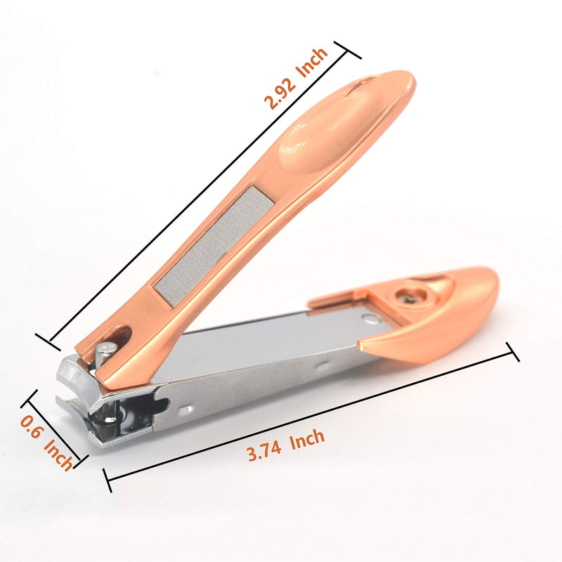 No Splash Nail Clippers Set with Nail File,Bionics Design Sharp Toenail Trimmer with Catcher Suitable for Thick Nails (Rose-Gold) Rose-Gold - BeesActive Australia