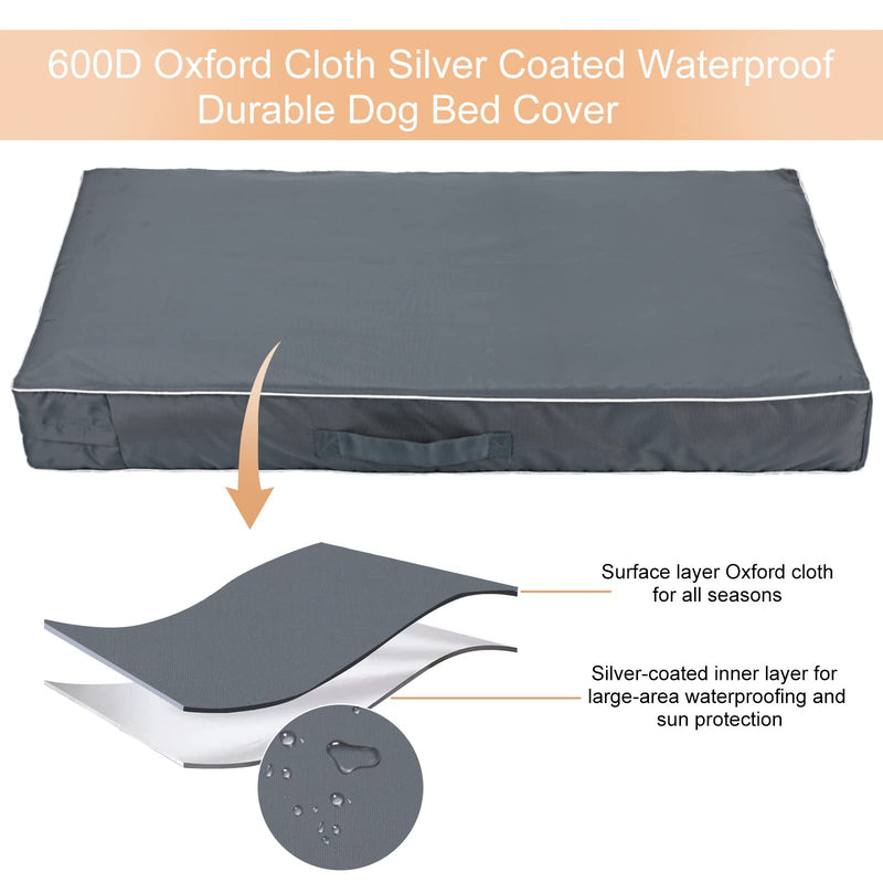 Waterproof Dog Bed Cover Heavy Removable Washable Dog Mattress Replacement Cover for 30 36 42 48 Inch Crate 41" L × 29" W × 4" H Grey - BeesActive Australia