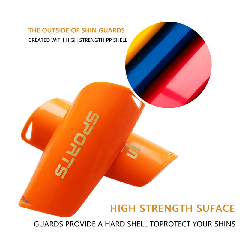 Soccer Shin Guards for Kids Youth, Shin Guard and Shin Guard Sleeves for Boys and Girls for Football Games EVA Cushion Protection Reduce Shocks and Injuries A-Orange Small - BeesActive Australia