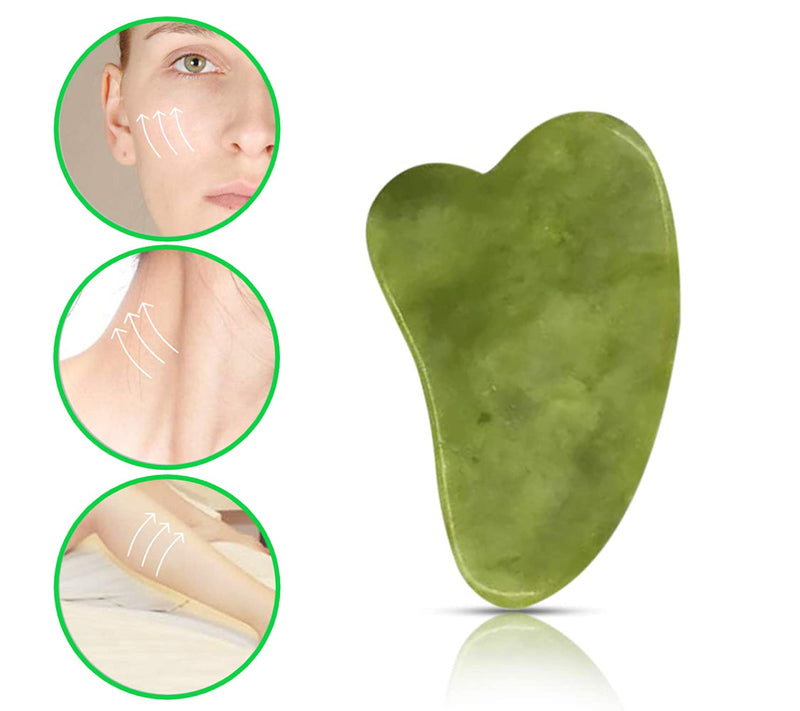 Jade Roller and Gua Sha Massage Set in Natural Green for Face, Eye Puffiness, Skin Treatment, Rejuvenation of Face & Neck and Skin Care - BeesActive Australia