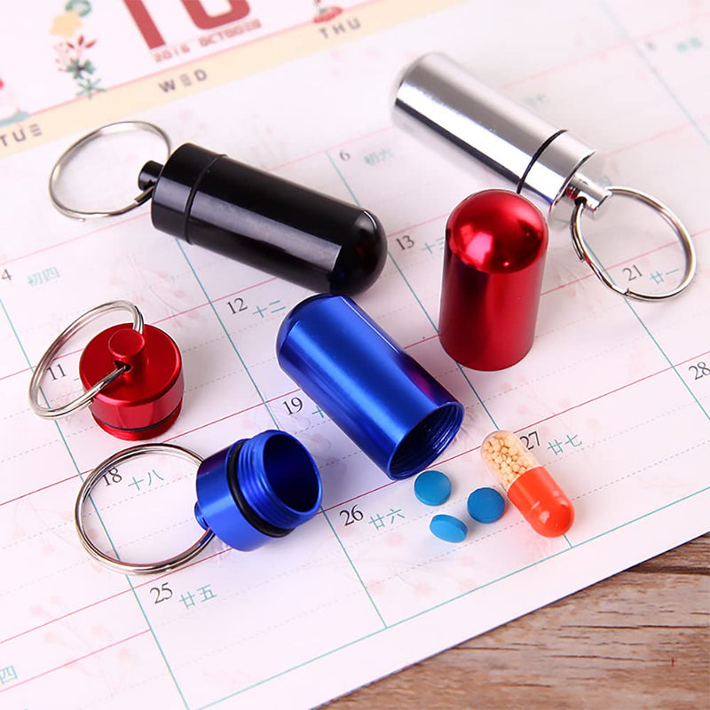 7 Pcs Portable Mini Pill Boxes Waterproof Aluminum Alloy Pills Bottle 7 Colors in 7 Days Pill Holder Keychain Pill Container - BeesActive Australia