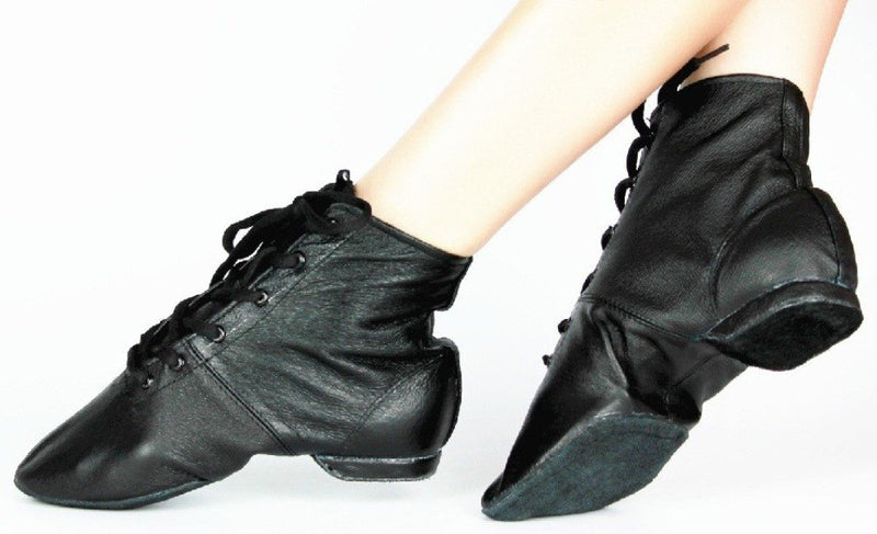 [AUSTRALIA] - Cheapdancing Women’s Leather Practice Dancing Shoes Jazz Boots Soft-Soled High Boots, Black 8.5 