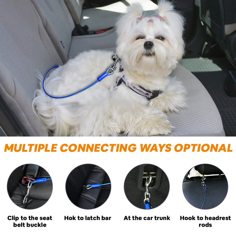 Petbobi Dog Car Tether 16/24/32 inch, Chew Proof Dog Safety Car Seat Belt, Metal Vehicle Harnesses Restraint with Double Clips and Latch Attachment, Car Leash for Small Medium Large Dogs 32inch - BeesActive Australia