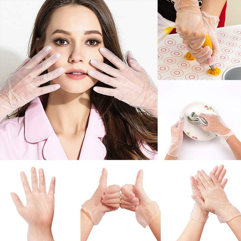 100 Pack Strong Quality Large Disposable Gloves Clear Powder Free Latex Free Food Safe Gloves Easy to WEAR - Perfect for Everyday Multi Purpose USE - BeesActive Australia