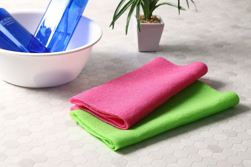 Extra Rough, Exfoliating Washcloth [Made in Japan] Exfoliating Towel Special Texture Makes Fluffy Foam Lather, Back Scrubber, Dead Skin Cell Remover [Loofah for Women and Men] (Green) Green - BeesActive Australia