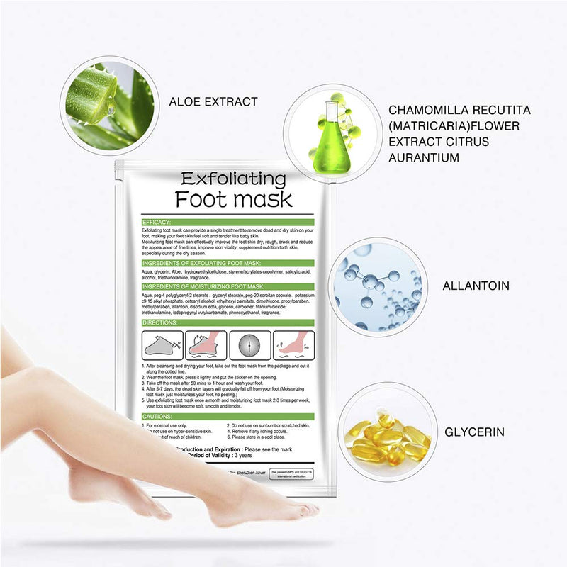Foot Peel Mask 3 Pack, Baby foot Mask Remove Dead and Dry Skin Callus & Get Smooth Baby Feet Moisturizing Foot Mask Peel Exfoliating Foot Treatment for Men and Women（Aloe） Aloe - BeesActive Australia