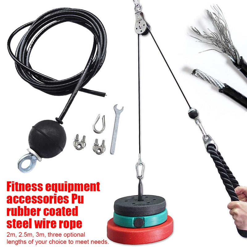 CALIDAKA Fitness Gym Cable Fitness,Fitness DIY Pulley Cable Machine Attachment System 2m 2.5m 3m Heavy Duty Steel Wire Rope for Fitness LAT and Lift Pulley System Machine Accessories - BeesActive Australia