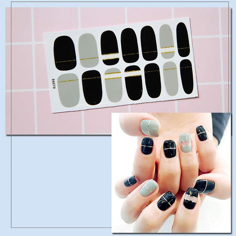 SILPECWEE 6 Sheets Solid Color Nail Art Polish Stickers Strips And 1Pc Nail File Gradual Change Adhesive Nail Wraps Decals Manicure Tips - BeesActive Australia